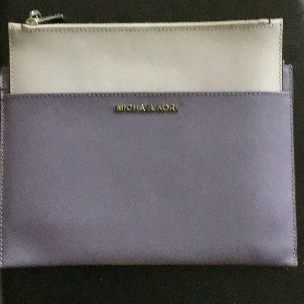 Michael Kors Purple and Gray Cosmetic Bag with Gold Accents - Picture 2 of 3